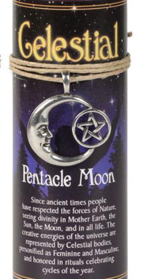 Pewter Pendant - Celestial - Pentacle Moon
