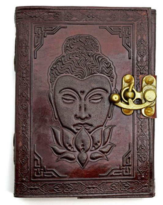 Journal, Buddha Lotus  5  x  7 Brown Leather  120 pg