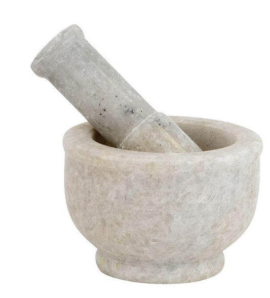 Mortar and Pestle, White Marble 4"