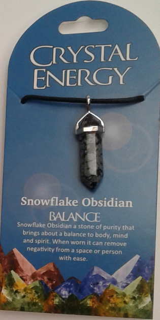 Crystal Energy Pendant Point - Balance / Snowflake Obsidian