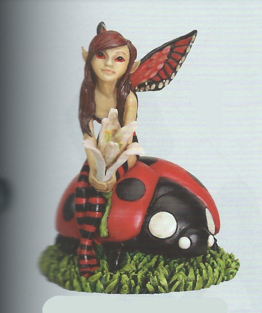Lilybug Fairy on Ladybug 3-1/4" resin