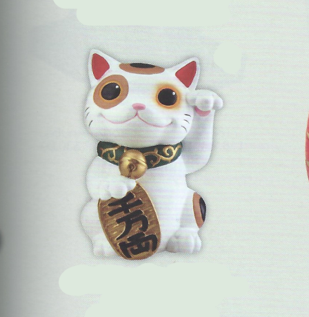 Maneki Neko Cat, White 4" resin