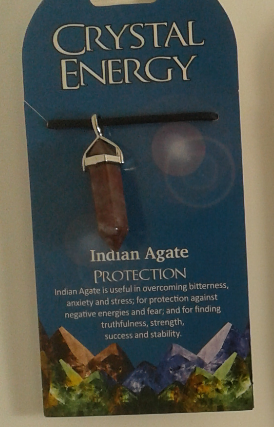 Crystal Energy Pendant Point - Protection   Indian Agate