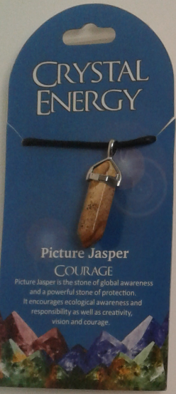 Crystal Energy Pendant Point - Courage  Picture Jasper
