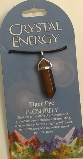 Crystal Energy Pendant Point - Prosperity   Tigers Eye