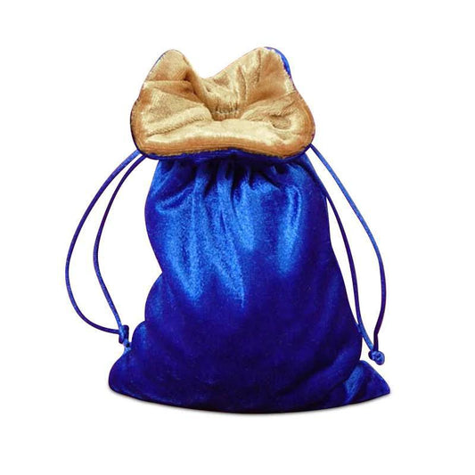Bag, Velvet Lined Velvet Bag 5x8 Blue & Gold