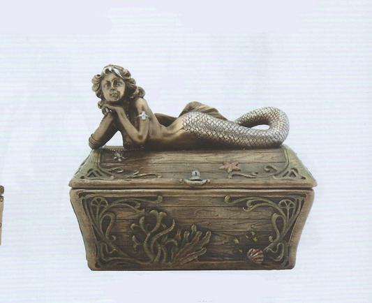 Art Nouveau Mermaid Trinket Box, resin