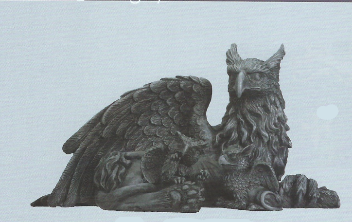 Griffin with Babies statue   4 1/4 "