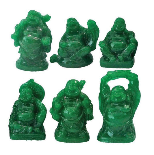 Buddhas, Set of 6 Green Stone